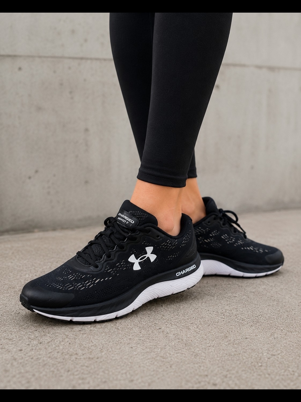 Under Armour Charged Bandit 5 Women's Running Shoes Black White Size 6.5 Athleti